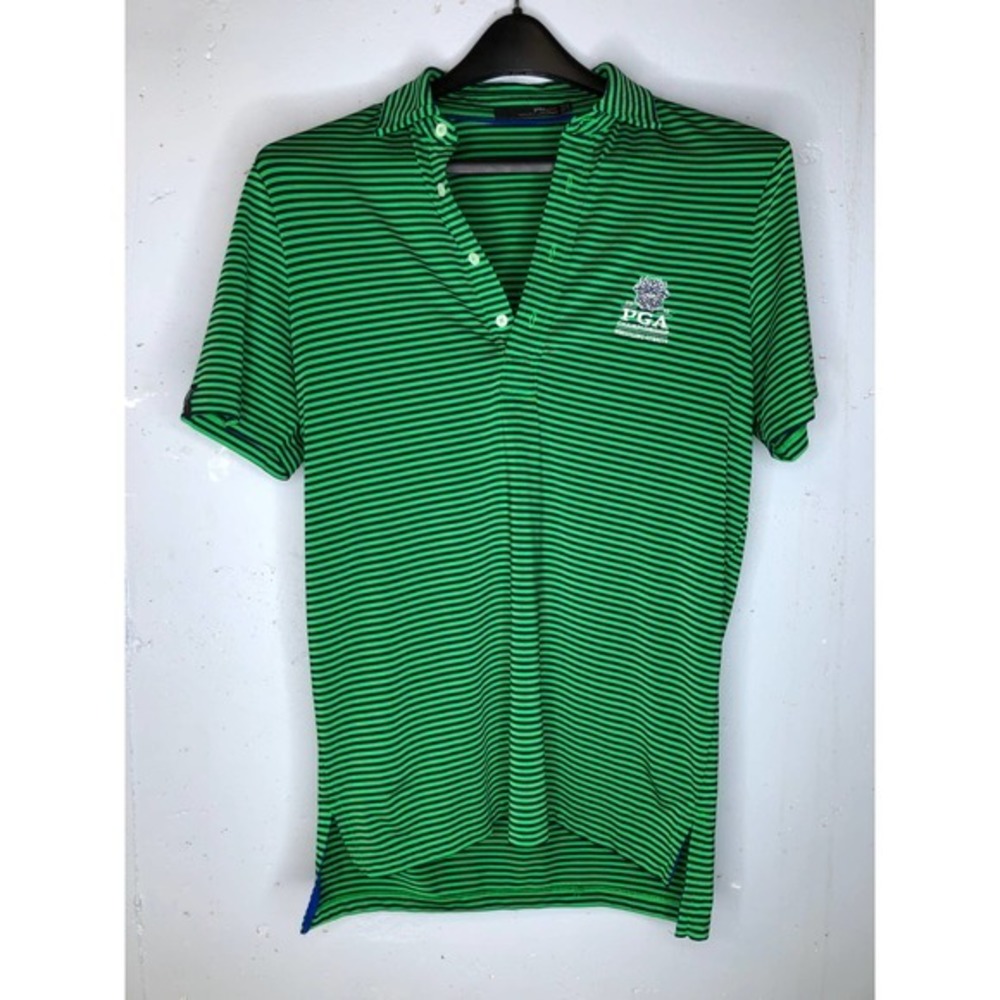 Ralph Lauren RLX Golf Green Stripe Polo, Size S,‎ PGA 2015 Whistling Straits